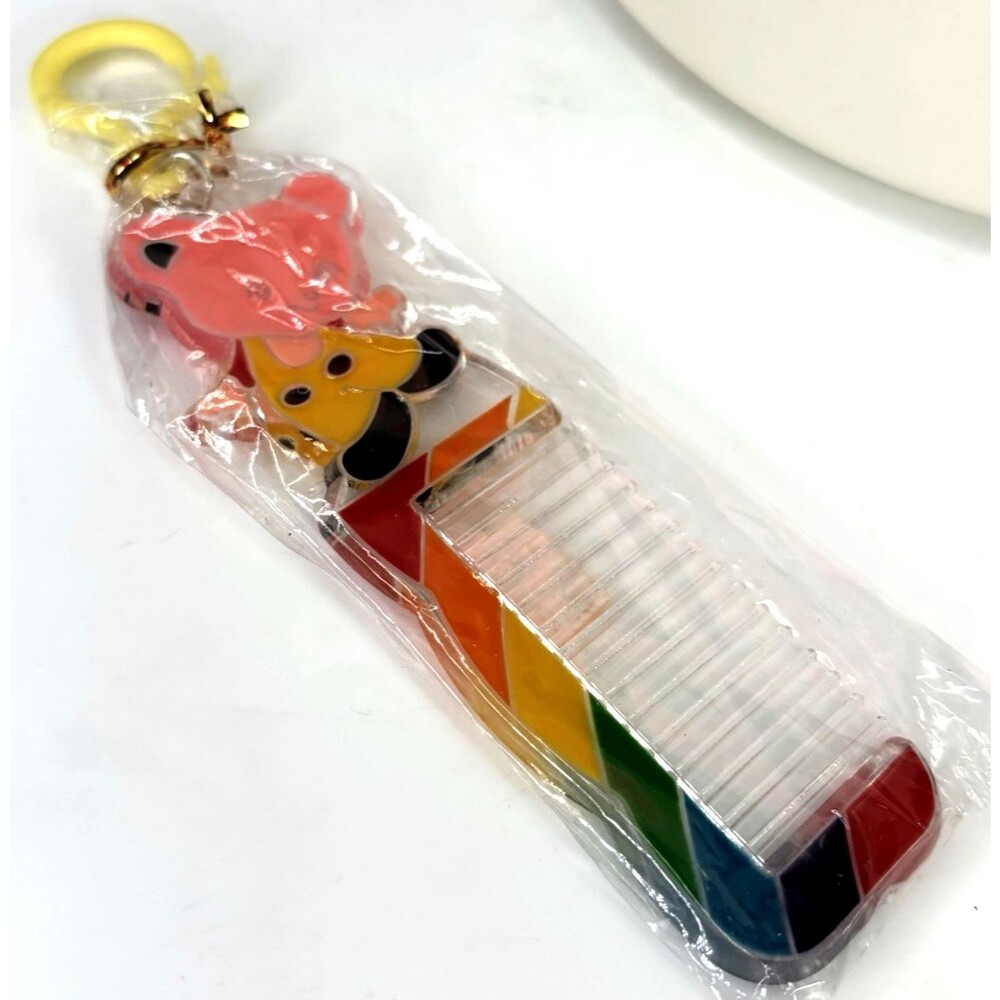 Vtg 80s Kawaii Child's Rainbow Hair Comb Keychain Toy 1980s Childrens Kids Girls